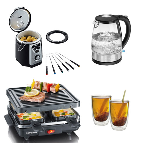 4er-Set: Wasserkocher + Fritteuse + Raclette + V&B Teebecher als Prämie für Ihr Zeitschriften-Abo