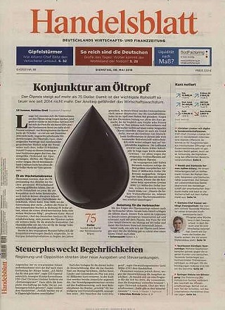 Zeitschriftencover der Zeitung Handelsblatt