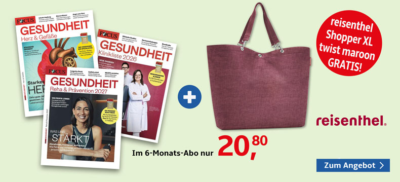 6-Monats-Abo der Zeitschrift Focus Gesundheit + gratis Shopper XL