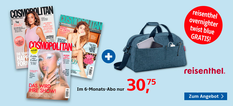 6-Monats-Abo Cosmopolitan mit gratis Reisetasche